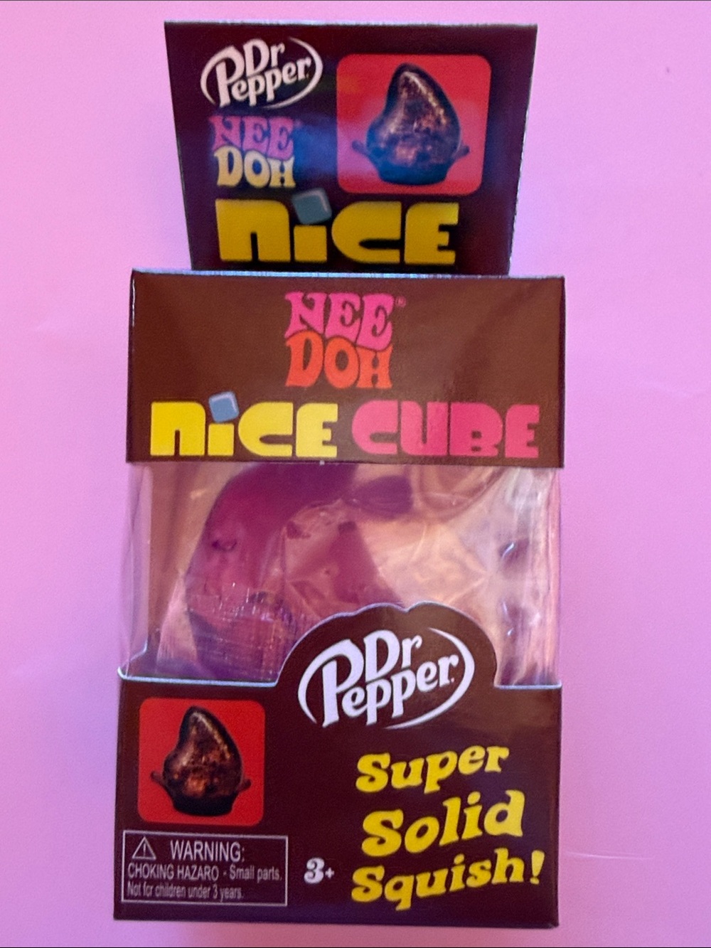Genuine Dr. Pepper NeeDoh Nice Cube — Pink/purple Super Solid Squish